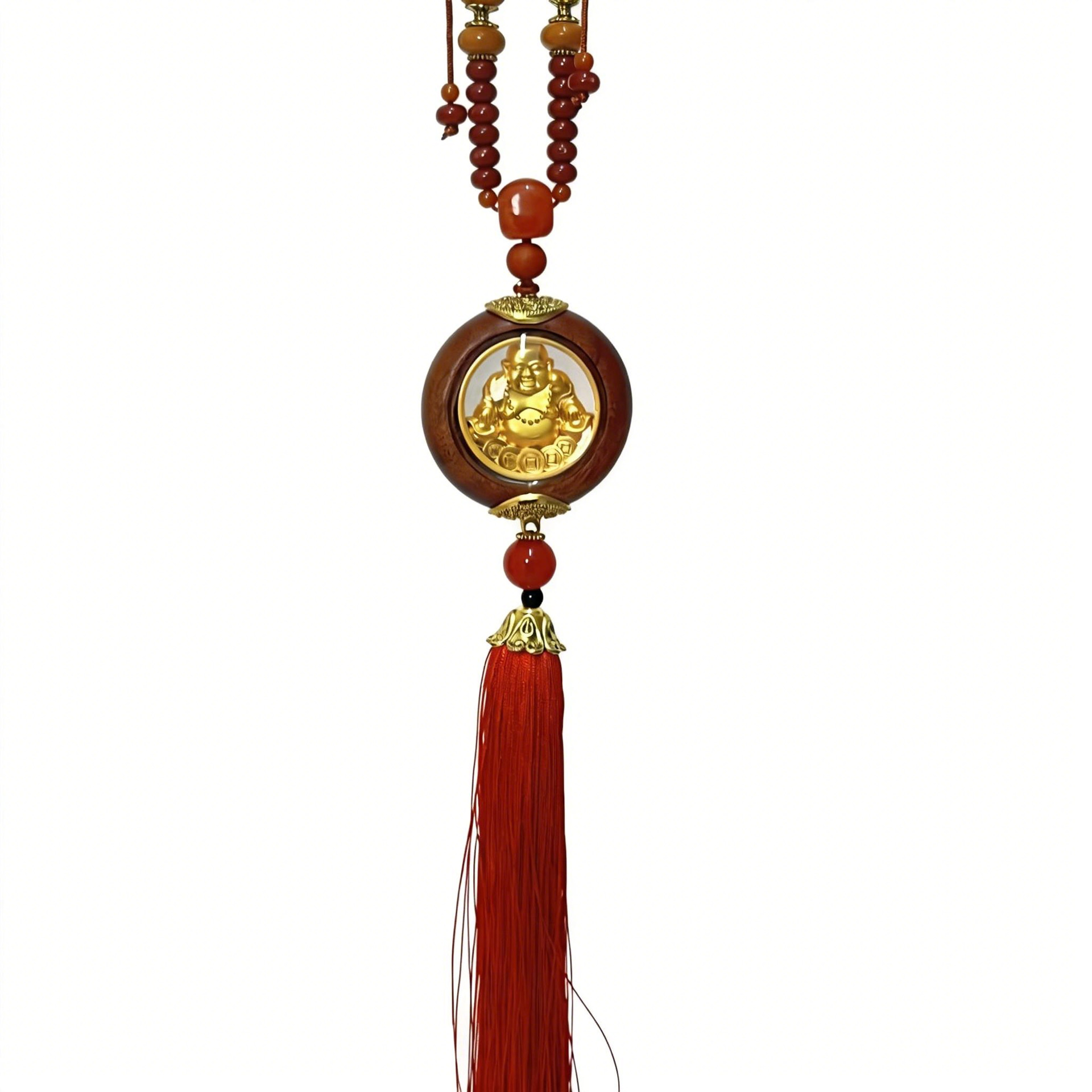 New Car Interior Decoration Pendant Made of Rosewood with Double-Sided Crystal for Office, Living Room, and Car Decoration