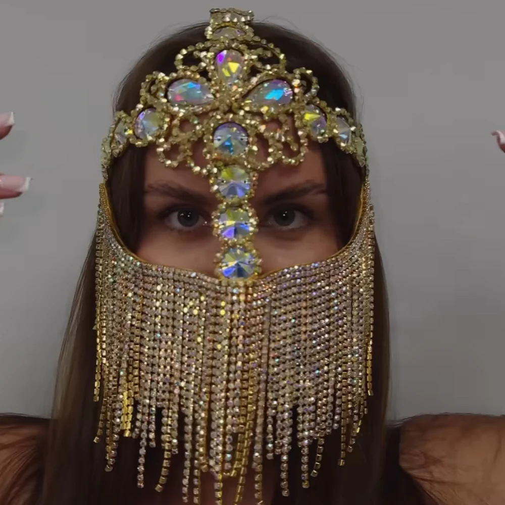 Cross-border nueva máscara de rosas de Halloween máscara de diamante máscara de exageración accesorios máscara de mujer