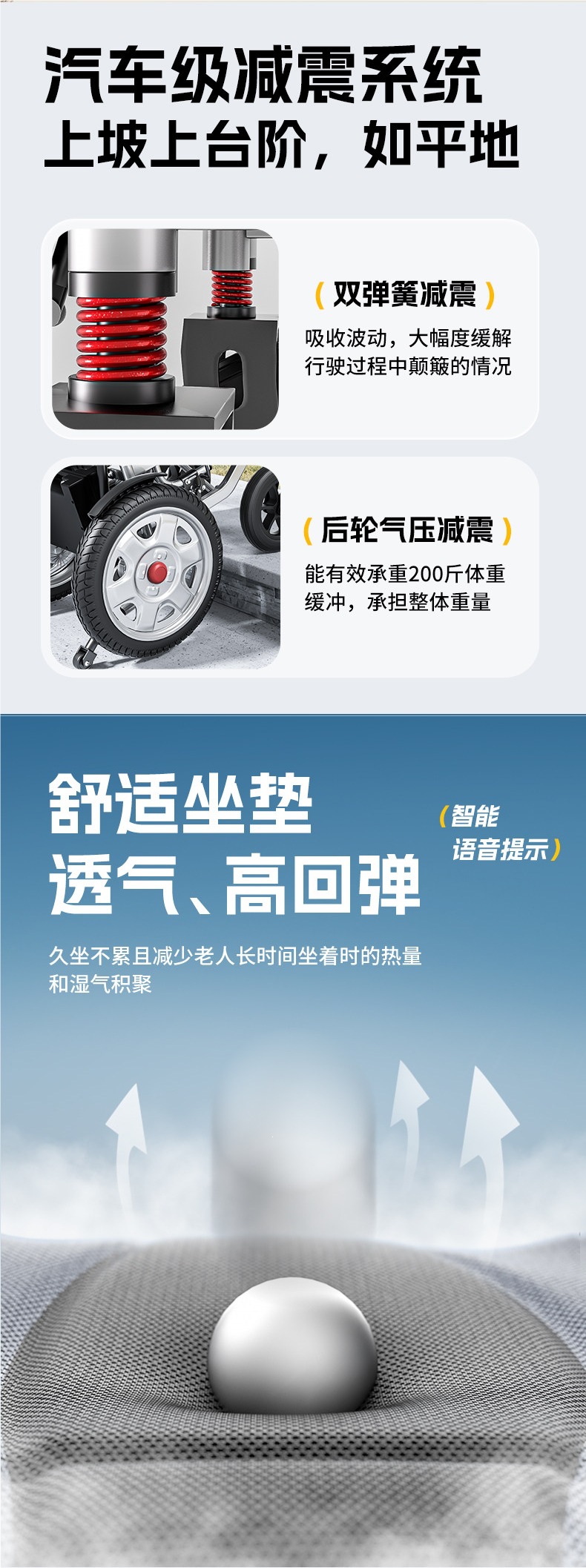 Putaiseng electric wheelchair is an intelligent, fully automatic, reclining, foldable, lightweight four-wheel mobility aid for the elderly and disabled