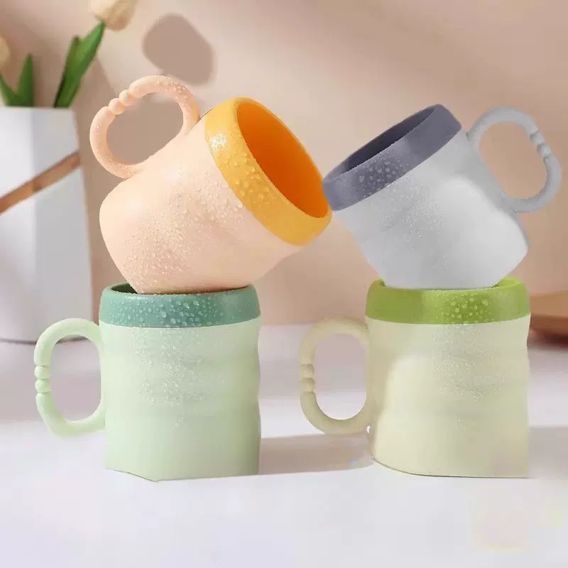 双层漱口杯仿陶瓷加厚牙刷杯家庭亲子杯情侣竹节杯刷牙杯批发代发