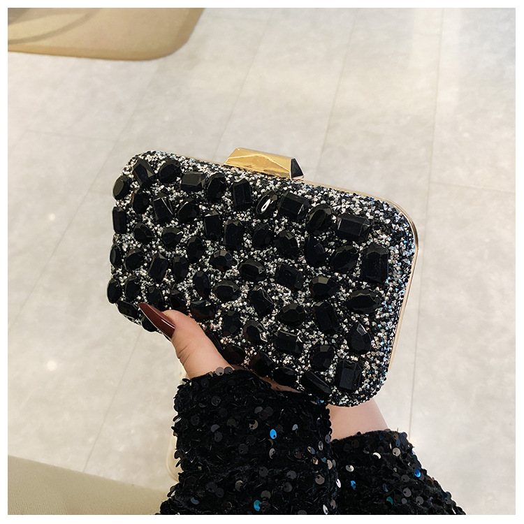 New cross-border full-diamond shiny bags, diamond-encrusted clutch bags, dinner bags, wedding banquet bags, party bags, small square bags and women's bags undefined