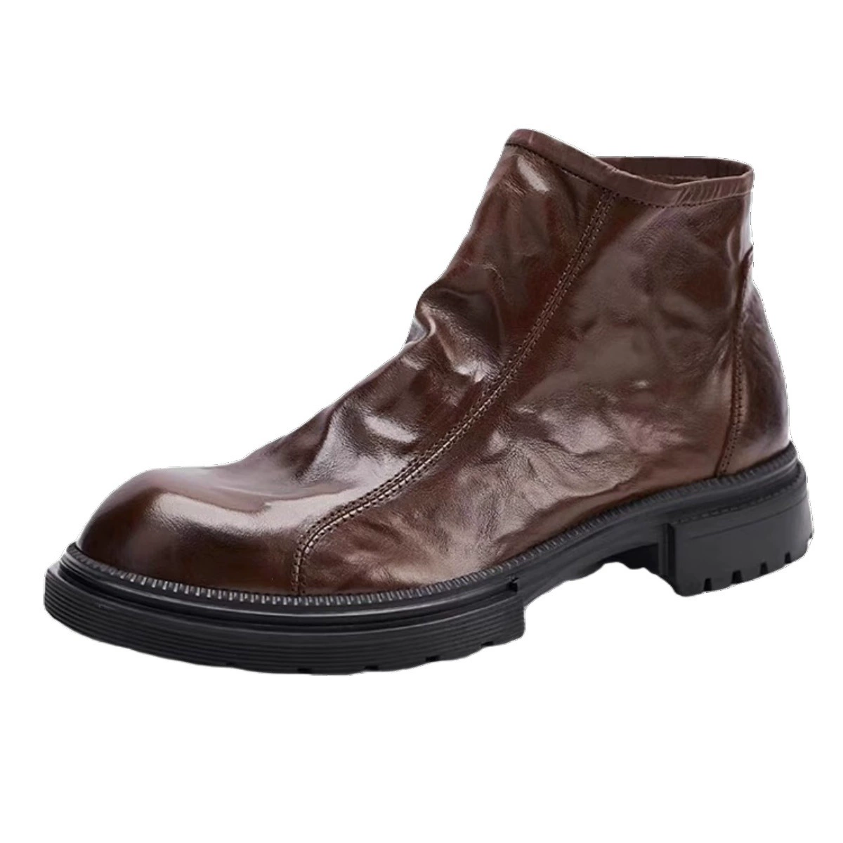 Ankle boots (Martens) genuine leather, platform sole, zipper, demi‑season breathable Chelsea style