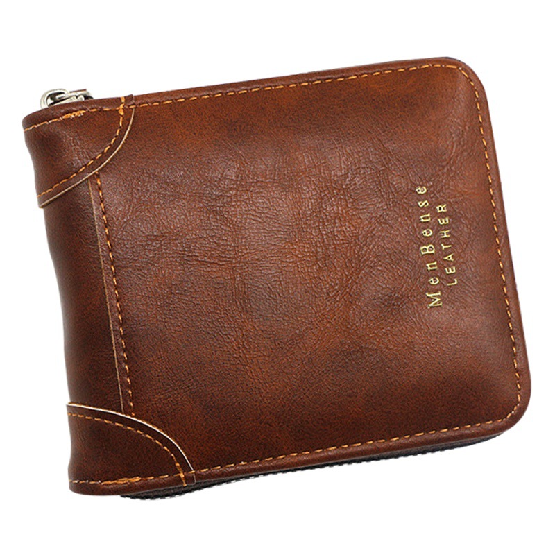 MenBense nueva cartera corta de los hombres moda casual de gran capacidad Multi-tarjeta de los hombres retro cremallera billetera