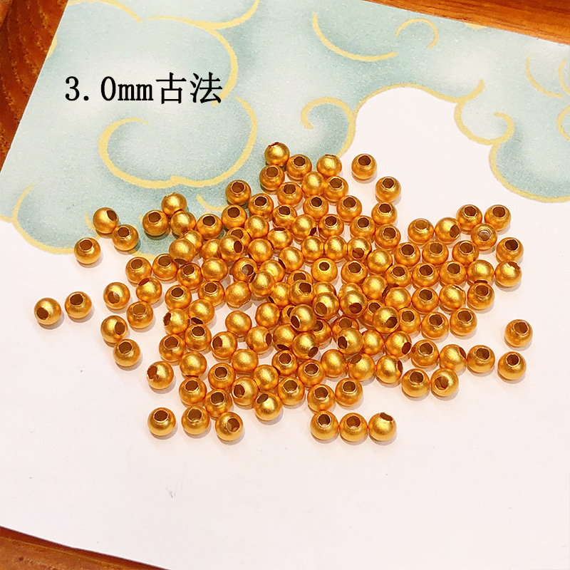 S925 Silver Gold Plated Small Gold Beads 2mm2.5mm3mm4mm5mm Bead Bracelet Necklace String Ornaments DIY Handmade Accessories