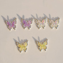 梦幻少女法式镂空合金爱心蝴蝶吊坠 DIY手工手链项链配件材料批发