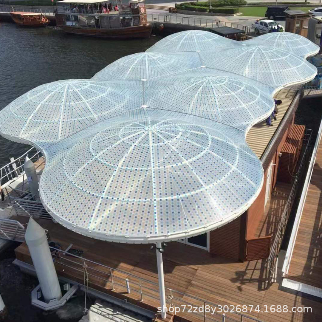 建筑新材料软玻璃ETFE膜高透光率钢构商场天井遮雨膜结构单双层