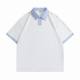 200g cotton polo shirt color matching college style blank solid color loose student lapel printed logo pattern Flower class clothes