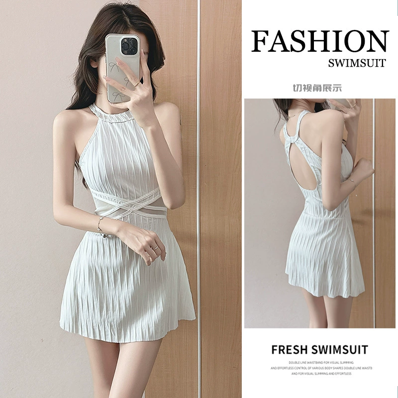 Цельный купальник для женщин, юбка в стиле горячей весны, новый стиль 2025 года, закрывающий живот, стройнящий вид, консервативный летний элегантный, сексуальный купальник для отпуска