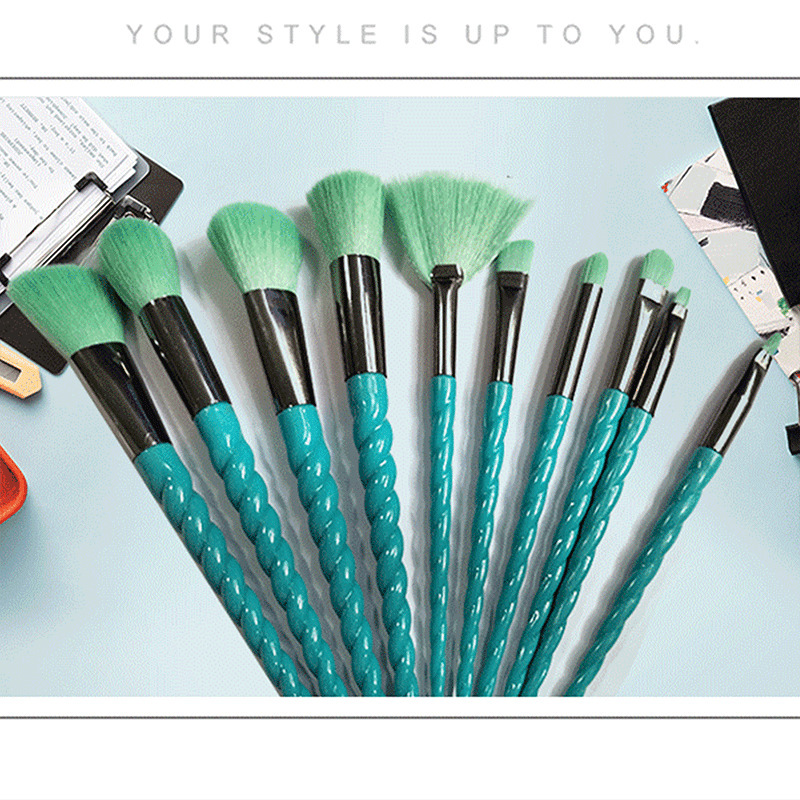 Nuevo diez unicornio maquillaje cepillos traje maquillaje conjunto completo almacenamiento sombra de ojos cepillo labio lindo maquillaje herramientas