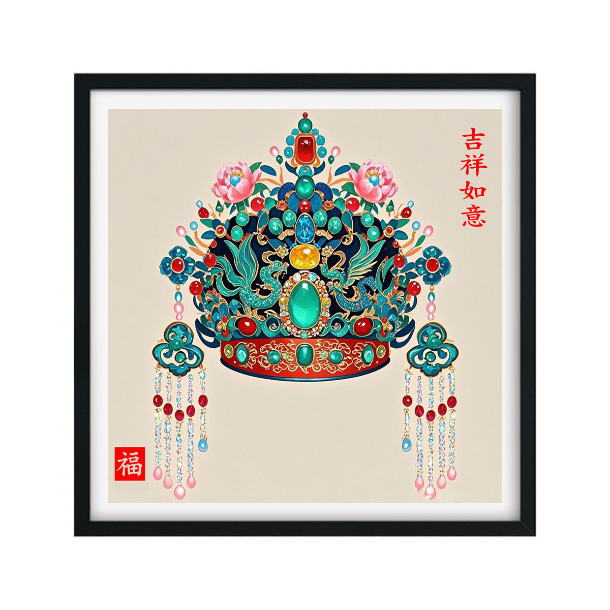 [Algodón importado] Mona Lisa real bordado a mano auspicioso Feng Guan Feng image 5