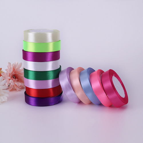 2.5cm Ribbon Wholesale Air Conditioner Colorful Satin Ribbon Pink Fabric Ribbon Wedding Gift Box Decor Chair Back Yellow Fabric Ribbon
