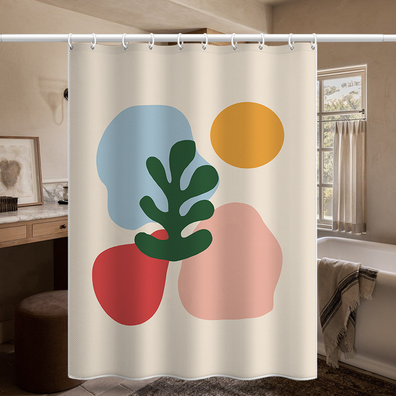 Morandi color block Nordic simple shower curtain thickened waterproof and mildew-proof polyester cloth bathroom punch-free blocking hair generation