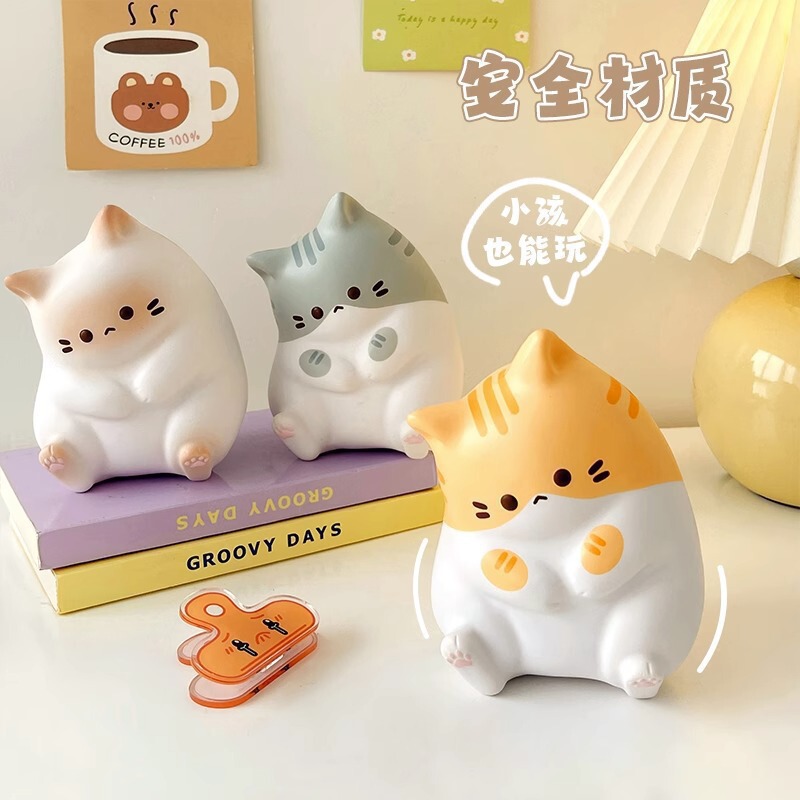 【】Good Luck Coco Cat Squishy Stress Relief Toy Kitten Office Desktop Decoration Gift Slow Rebound