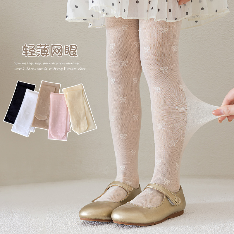 summer ultra thin white tights with bow