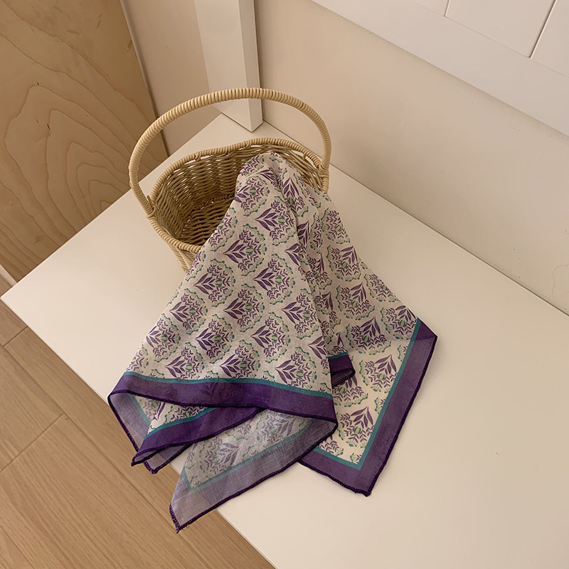 Bufanda de seda, bufanda cuadrada pequeña, bufanda de seda, arte coreano, pañuelo de todo fósforo, niña de verano, bufanda pequeña decorativa