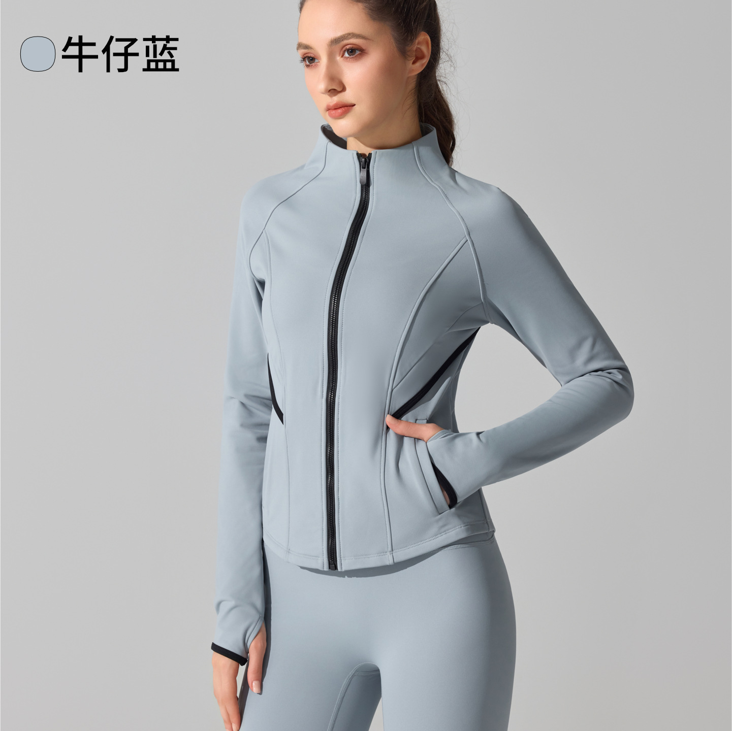 abrigo abrigo de yoga de veludo otoño invierno al aire libre correr ropa deportiva cardigan con cremallera de cuello largo mangas largas mujeres