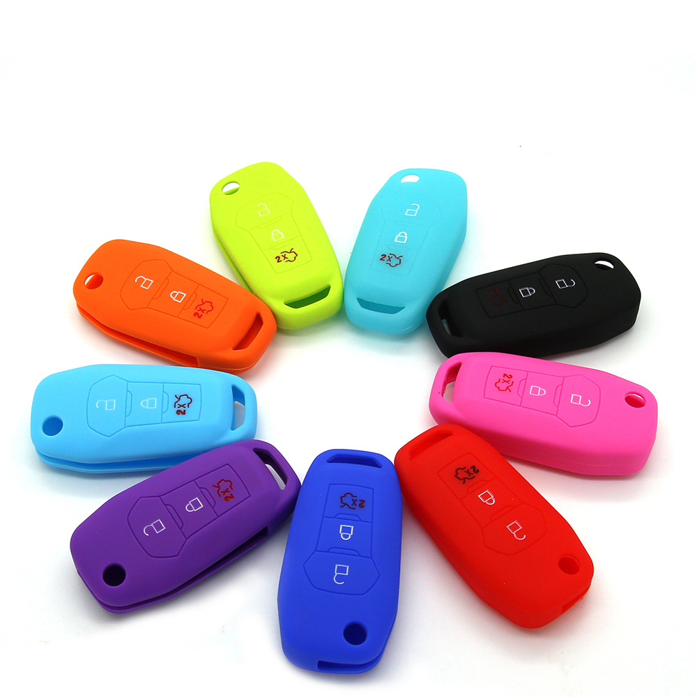 Silicone Key Cover for Ford Focus Mondeo 3-Button Folding Key