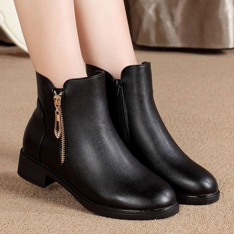 2025 Winter New Foreign Trade British Style Boots Fashionable Cotton Boots Flats Short Boots Cross-Border Foreign Trade
