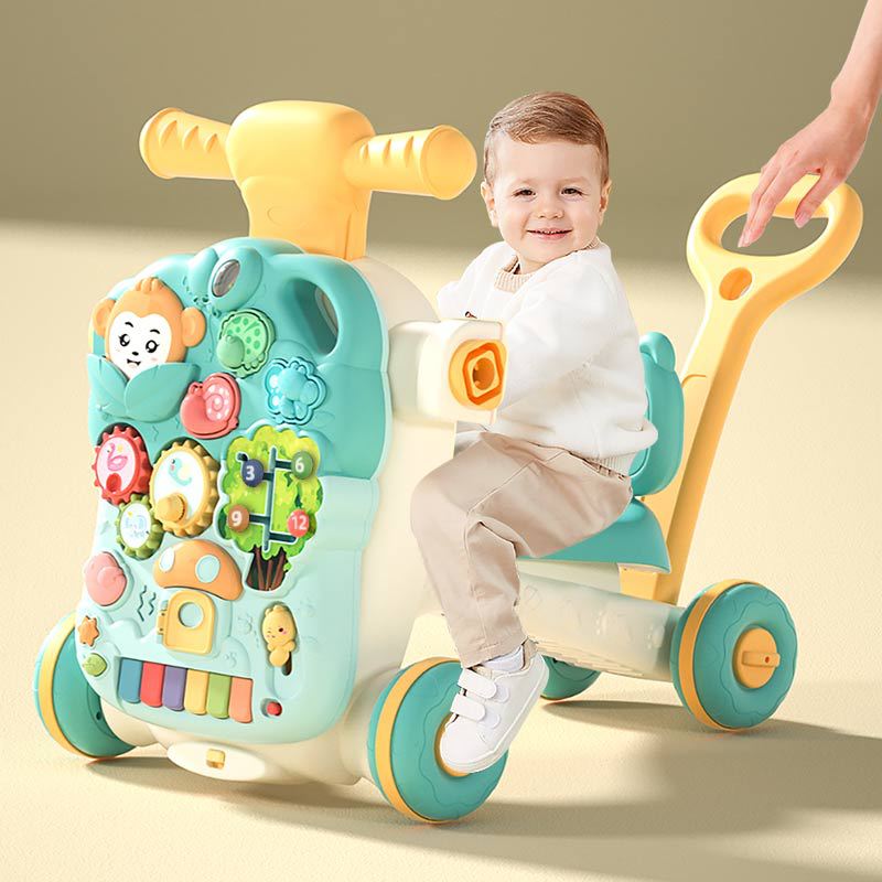 Bebé mano empuje caminante anti-o-pierna multi-funcional anti-flip bebé puede sentarse 4-en-1 caminar juguete ayuda