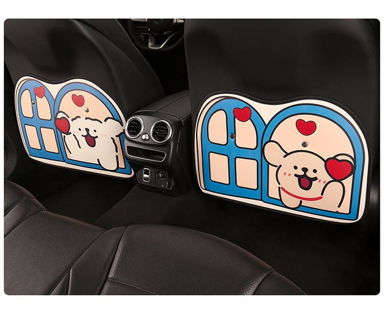 Window Dog-Shaped Anti-Kick Pad, Cute Cartoon Chair Back Anti-Kick Pad for Women, Car Seat Anti-Dirt Pad, Line Drawing Dog Design