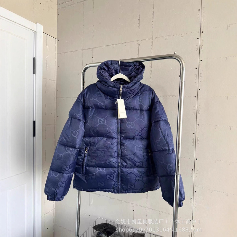 跨境冬装男纹花刺绣棉服暗纹提花连帽加厚保暖服情侣古cci棉外套c|undefined