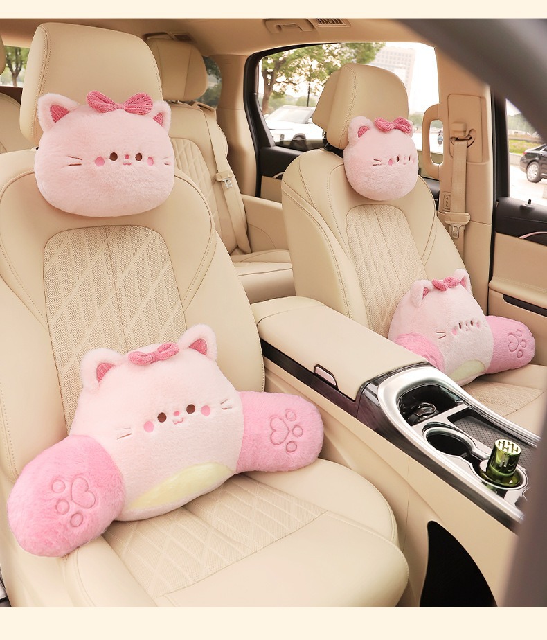 Car Headrest Waist Car Cartoon Pillow Cushion Plush Cute Seat Neck Pillow Seat Back Waist Car Car Supplies