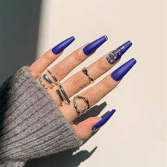 寶藍色穿戴甲顯白美甲滿鑽系列甲片跨境直供穿戴甲批發甲片批發