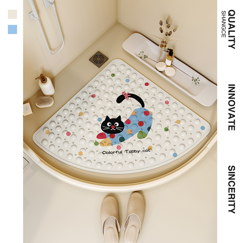 만화 PVC 욕실 미끄럼 방지 팬 모양의 바닥 매트 흡입 컵 아기 화장실 샤워 룸 욕조 가을 안마 발 매트