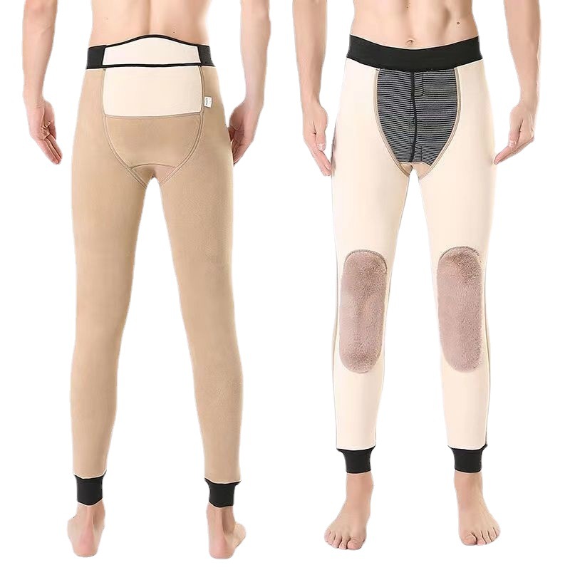 [통관] 겨울 새 면 바지 남자 기모 따뜻한 높은 허리 무릎 바지 남자 캐시미어 바지 두꺼운