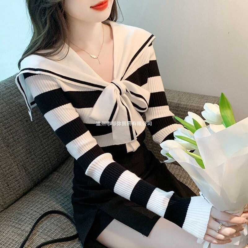 Pure Desire Academy Navy Striped Knitted Cardigan Autumn/Winter New Long Sleeve 2026 Sweater Versatile Top Ice Silk Pure Desire Academy Navy Striped Knitted Cardigan Autumn/Winter New Long Sleeve 2026 Sweater Versatile Top Ice Silk