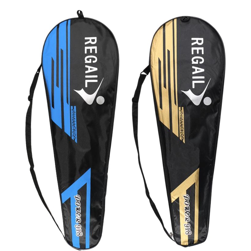 Regail918 Iron Alloy Badminton Racket Blue Gold Elementary Training Badminton Racket Set Factory Direct Sales