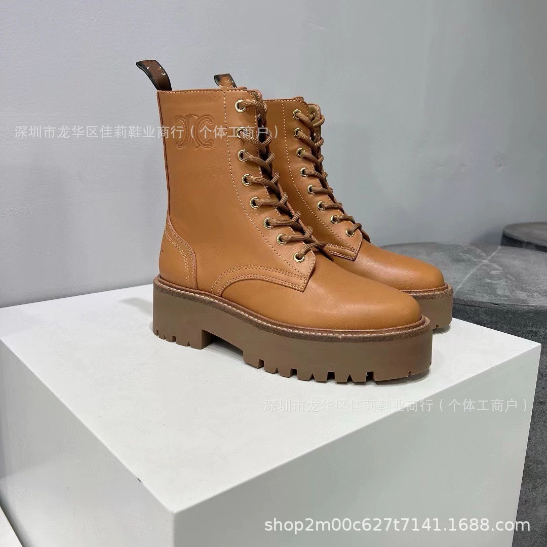 Триумфальная арка Мартин сапоги женский 2024 новый британский ретро Челси сапоги осенью толстая подошва увеличены коричневые короткие сапоги