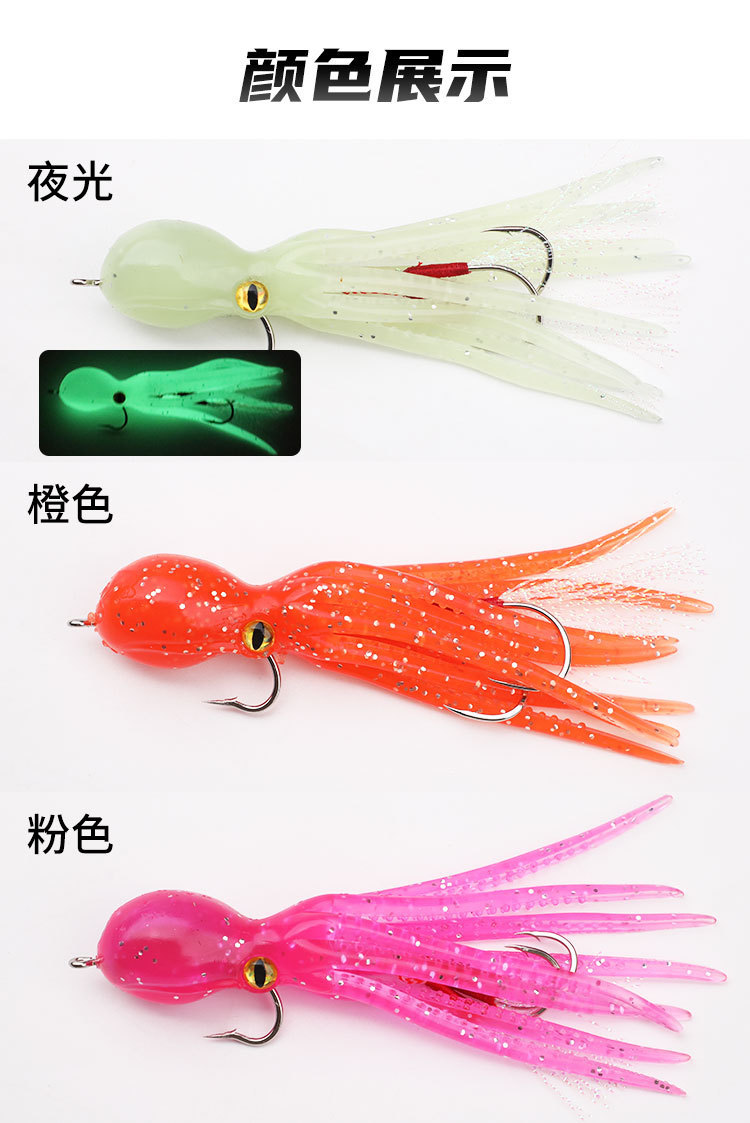 4 Pcs Large Simulation Squid Fishing Lures Bait Kit,3D Holographic Eyes，Built-in Multicolored Lead BlocksThrough Heavy Duty ，Stable and Tempting
