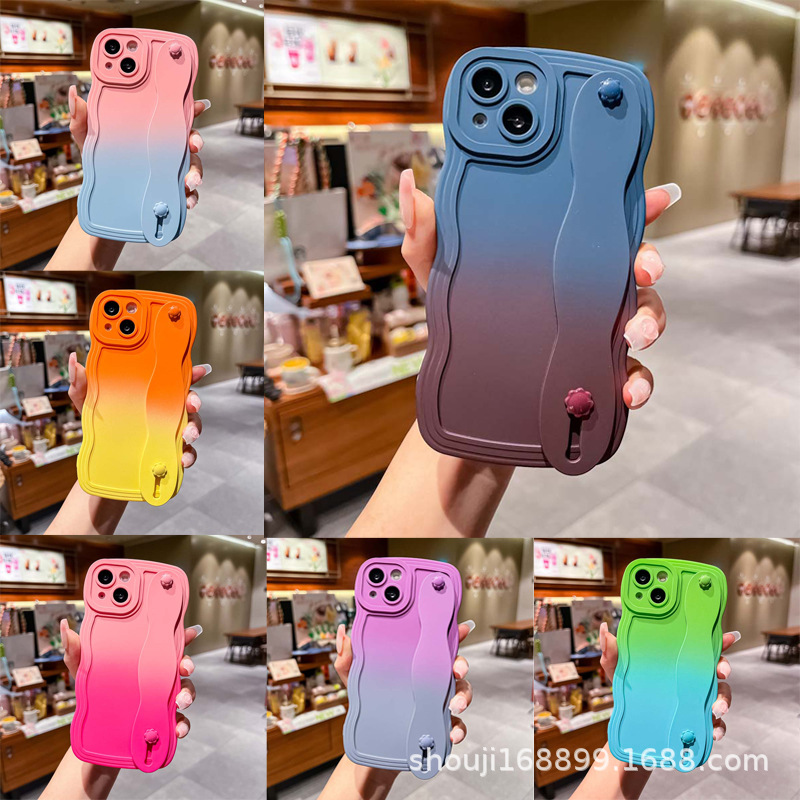 Новый чехол для Apple iPhone 14, 13 с волнообразным рисунком, двухцветный градиент, 12 Pro противоударный, 11 ремешок, мягкий чехол для 6 Plus.