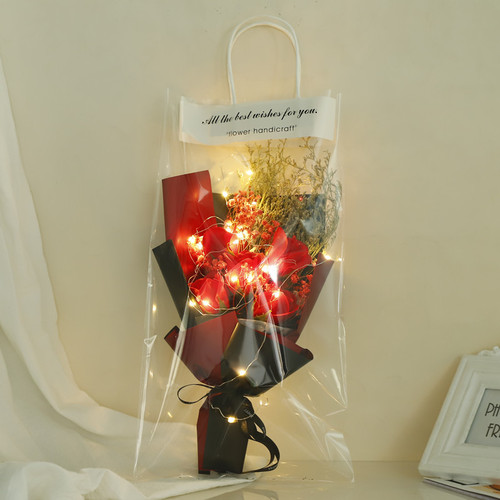 Mother's Day Soap Flower Bag Portable Gypsophila Dried Flowers Everlasting Bouquet for Valentine's Day Gifts for Boyfriend, Girlfriend and Wife