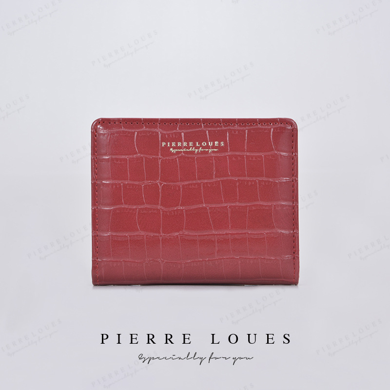 Cross-border spot francés de lujo ligero billetera corta de dama cocodrilo doble plegable multi-tarjeta cremallera bolso de cambio de mujer