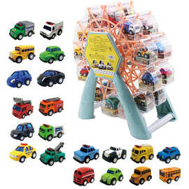 摩天轮合金车模型Q版迷你回力汽车透明盒装母婴超市儿童玩具批发1