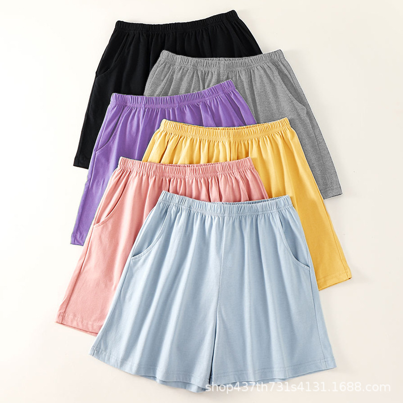 Summer Cotton Sleep Shorts for Women, Solid Color, Loose Fit, Thin Style, Large Shorts, Suitable for Wearing Outside, Casual Home Shorts Summer Cotton Sleep Shorts for Women, Solid Color, Loose Fit, Thin Style, Large Shorts, Suitable for Wearing Outside, Casual Home Shorts