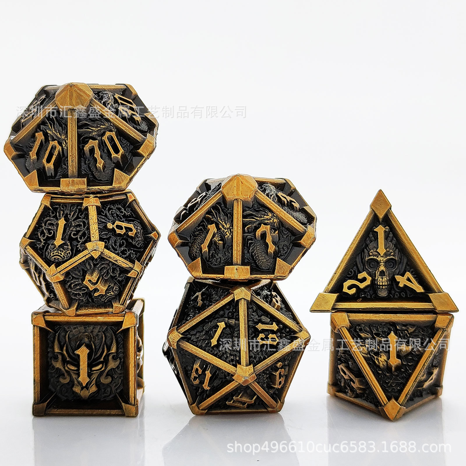 Dice de metal 7 piezas set poliedro DND dragón y mazmorras RPG juego de rol de mesa de grupo D20 transfronterizo
