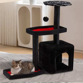 新款万圣节哥特风黑色猫爬架花猫树塔公寓剑麻柱活动平台室内猫