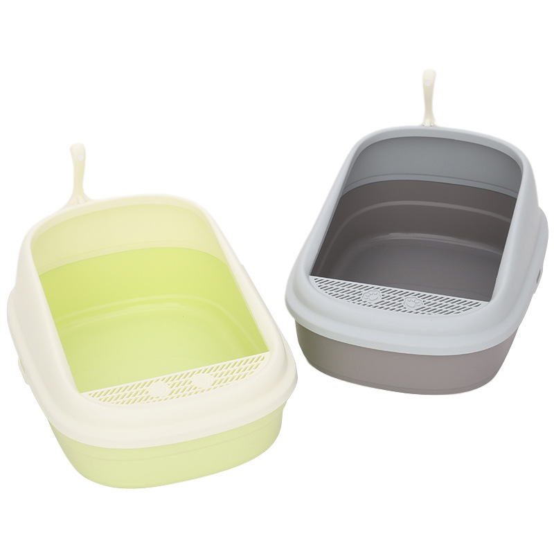 Basina de arena de gato abierta super grande con arena alta cerca para inodoro de gato, lavabo de excremento de gato, lavabo de arena abierta