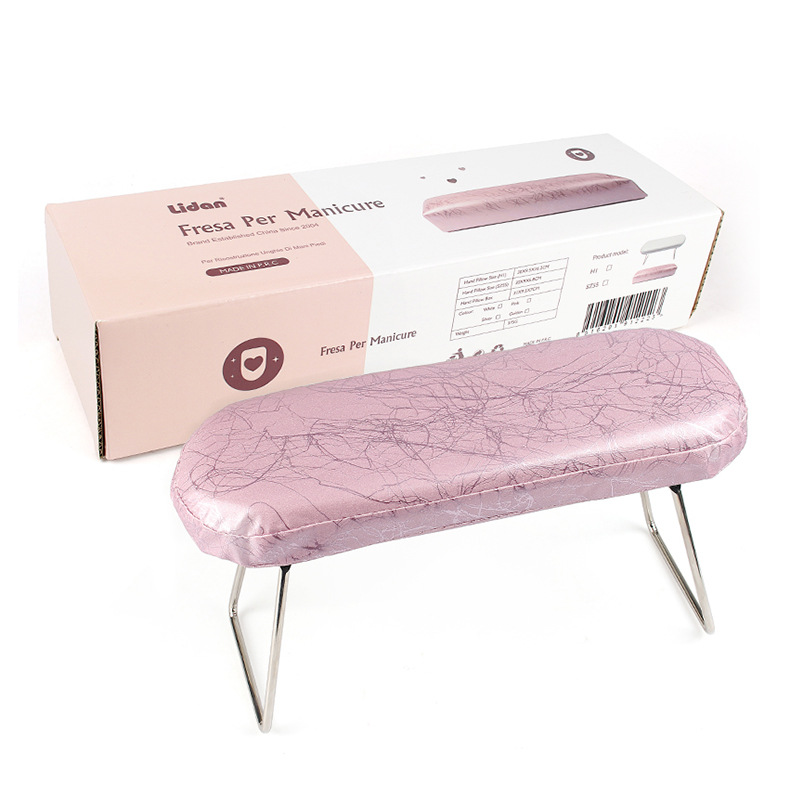 Almohada de mano para manicura transfronteriza, almohada de mano de escritorio tipo soporte plegable alto, almohada de mano de cuero suave para decoración de uñas.