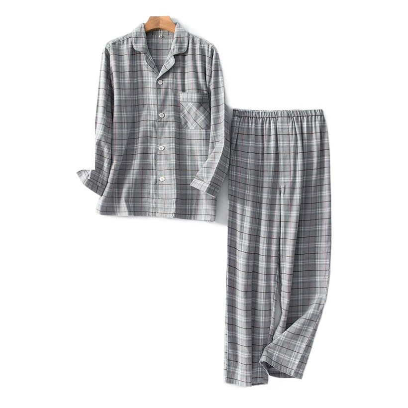 Осенне-зимняя мужская однониточная бархатная пижама из японского хлопка, костюм, домашняя одежда, трансграничный экспорт, оптовая продажа