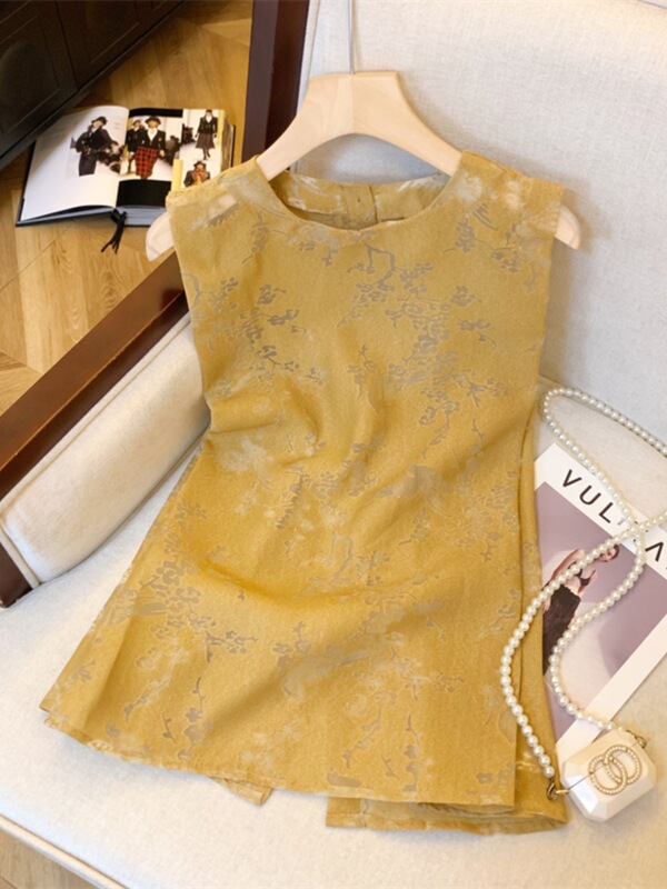 カウンター撤去ビッグブランドカットラベルレディース国民風ノースリーブ刺繍ベストベストレディース夏シングルブレストスリムトップ|undefined