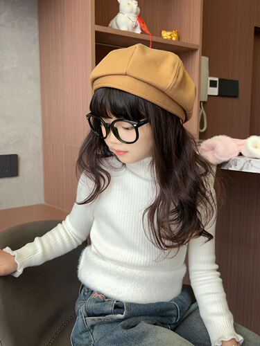 New Baby One-Piece Fleece Warm Base Knit Sweater Half Collar Children Fashion Knit Children's Topset Anti-Rip Thickened