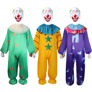 Source Manufacturer Wholesale Adult Men's Classic Clown Jumpsuit Costume Halloween Funny Clown Costume