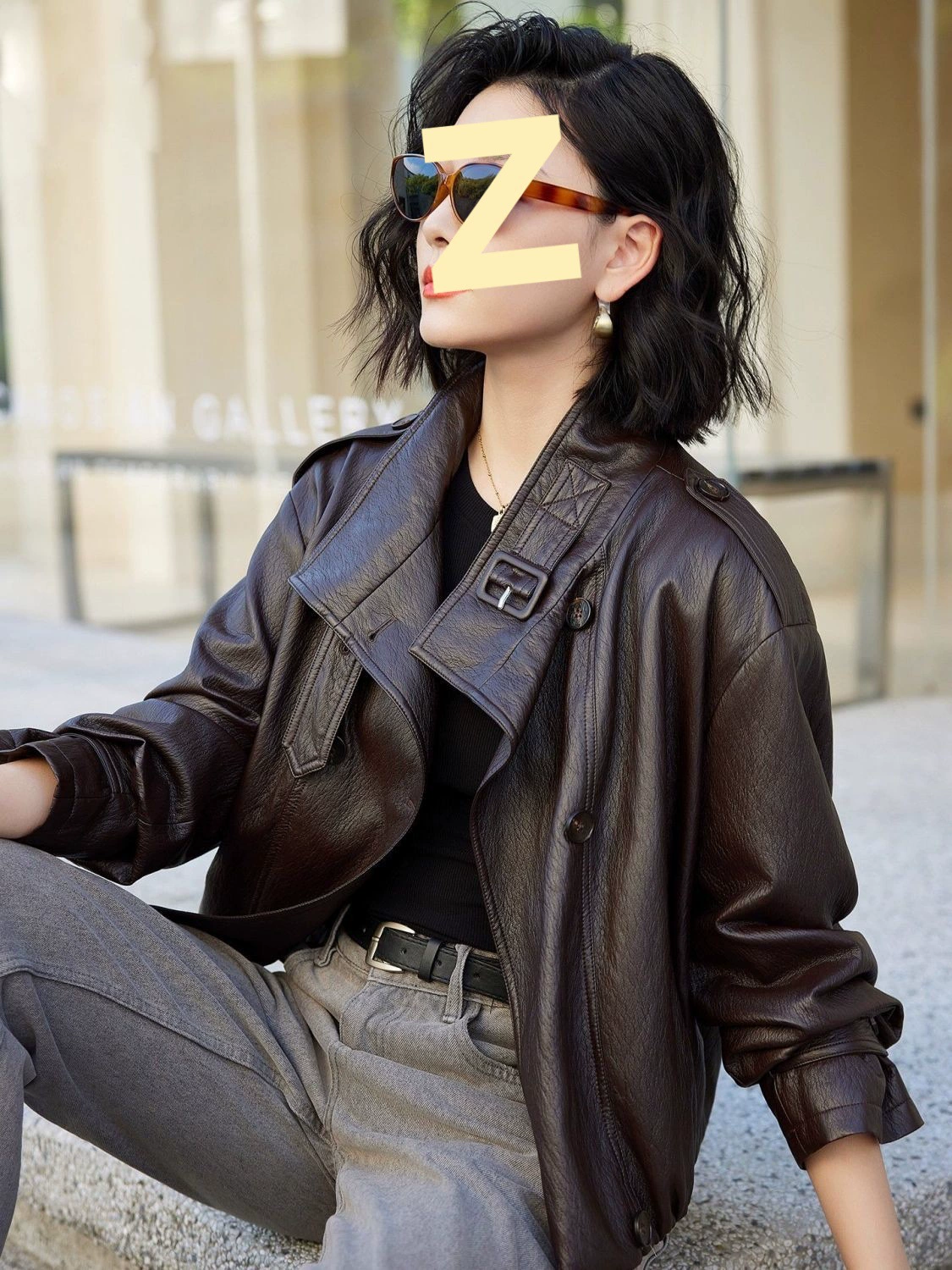 Autumn retro polyurethane short jacket, for teenagers