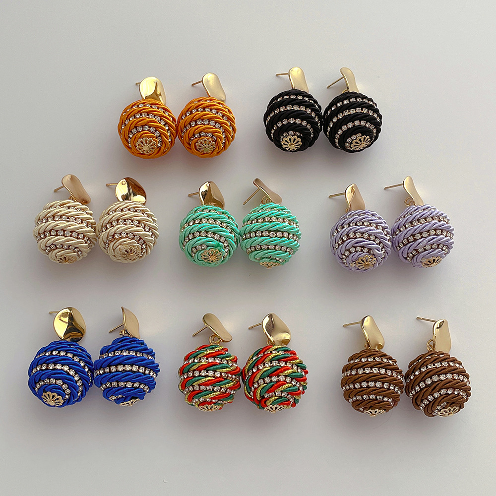 Woven retro geometric fashionable earrings handmade