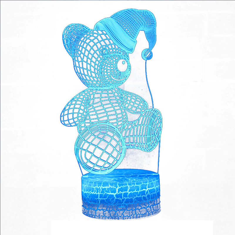 Lámpara 3D de la Serie Oso Amoroso de Dibujos Animados, Lámpara Nocturna Creativa LED, Lámpara Visual, Regalo de San Valentín, Lámpara de Mesa con Proyección