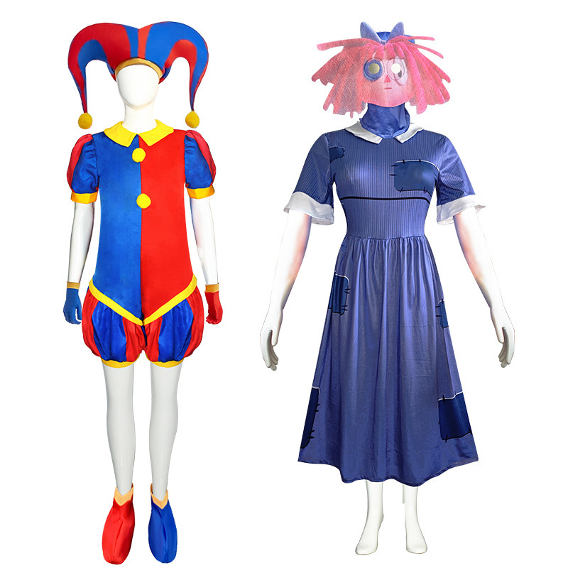 Halloween Magical Digital Circus Cosplay Conjoined Pomni Cosplay Pamny Clown Cos Suit Halloween Magical Digital Circus Cosplay Conjoined Pomni Cosplay Pamny Clown Cos Suit
